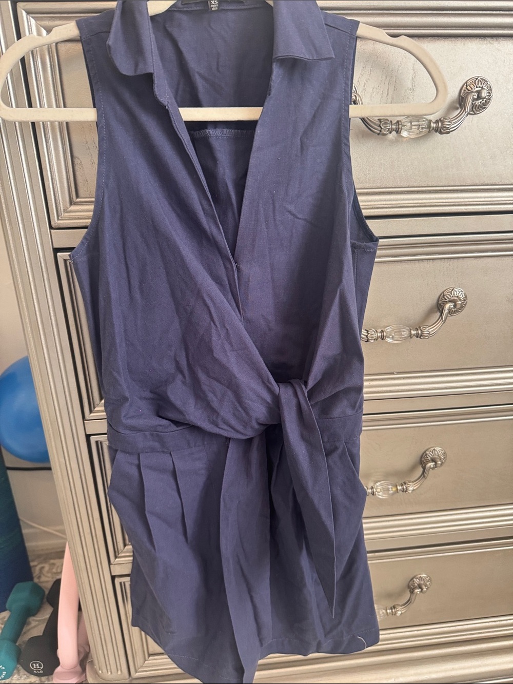En Saison Navy Sleeveless Tie-Front Romper
